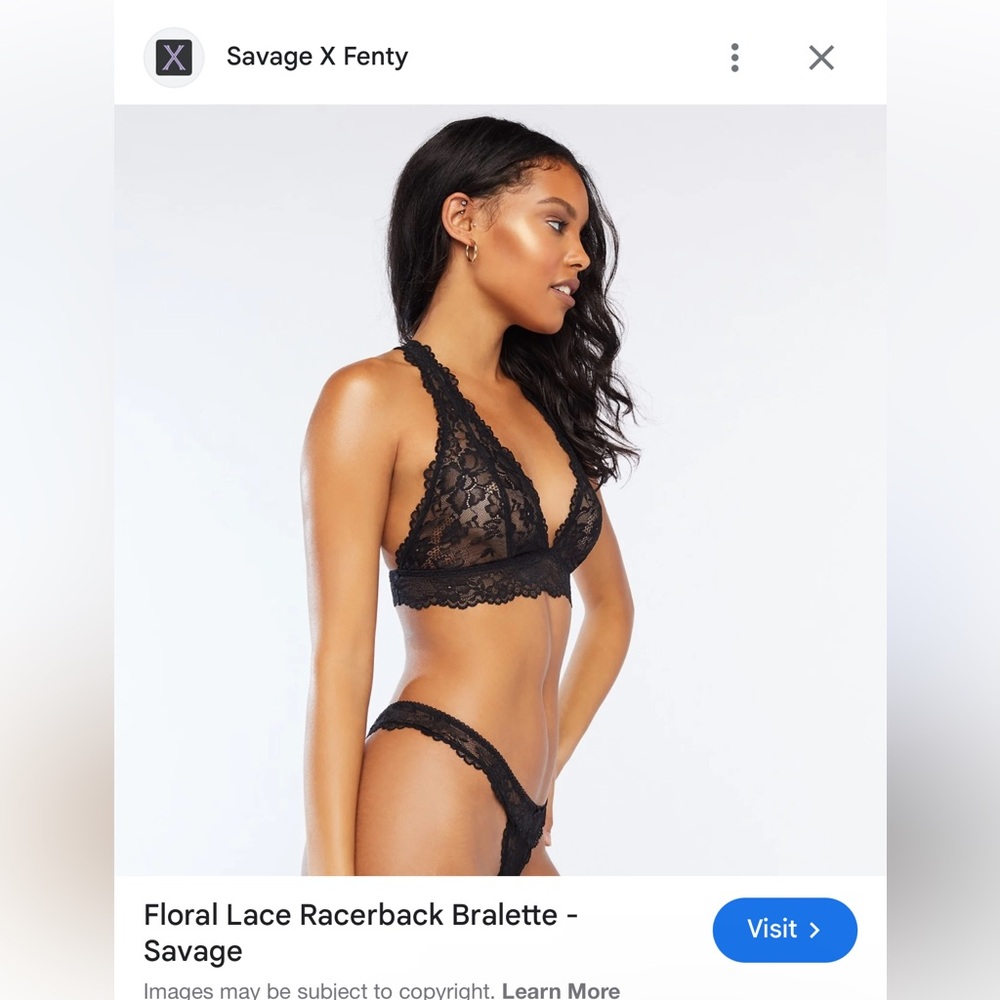 Savage X Fenty Black Lace 2 Bralettes and  1 thong bundle NWT/NWOT